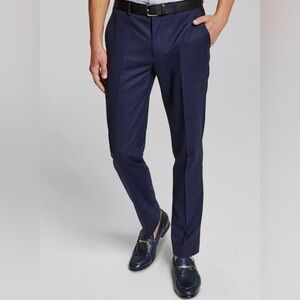 Bar III Men’s Slim Fit Plaid Blue Wool Suit Dress Pants 31Wx30L